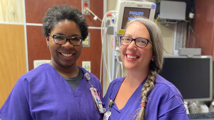 Labor and delivery nurses Jessica McGhee, RN, BSN (left) Kate Novotny, RN, BSN, RNC-OB (right)