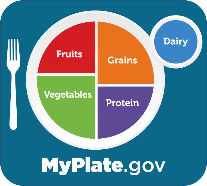 Graphic of a plate with portion sizes for different food groups