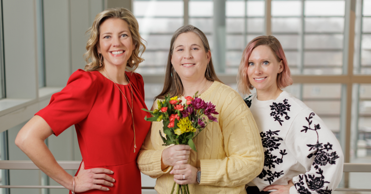 Sara May, MD, immunology specialist; Erin McKenzie; and Christie Barnes, MD, otolaryngologist and head and neck surgeon