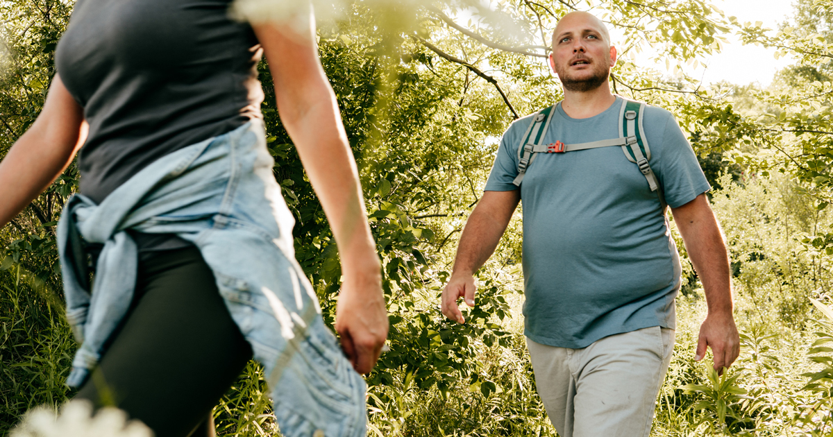 Man and woman hiking