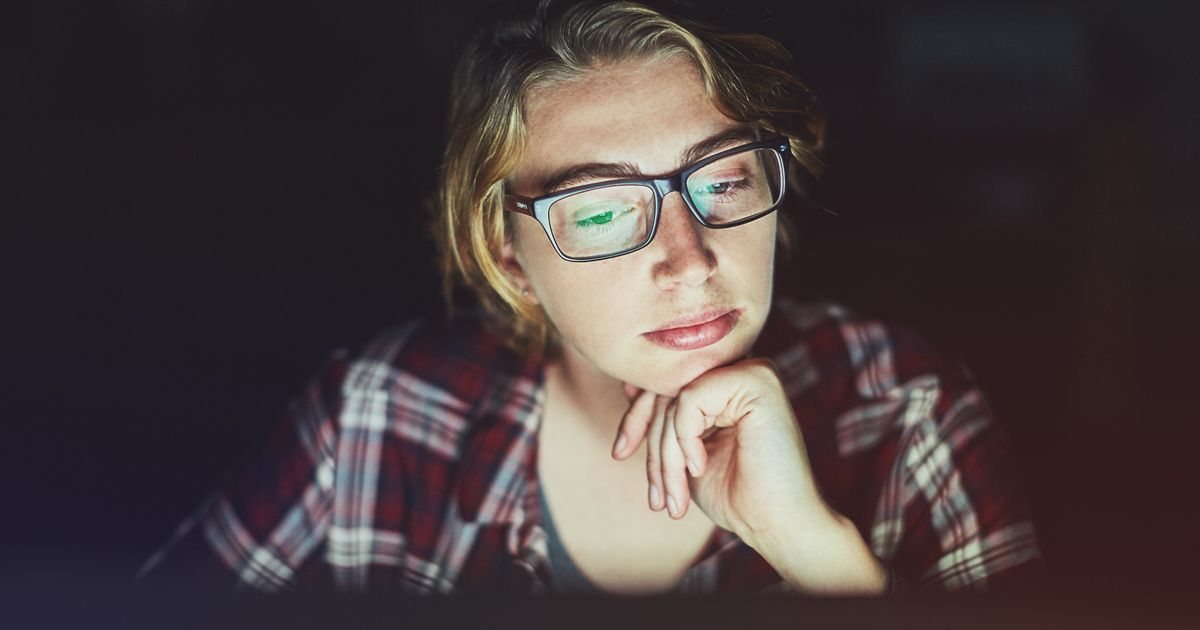 Girl in front of lap top