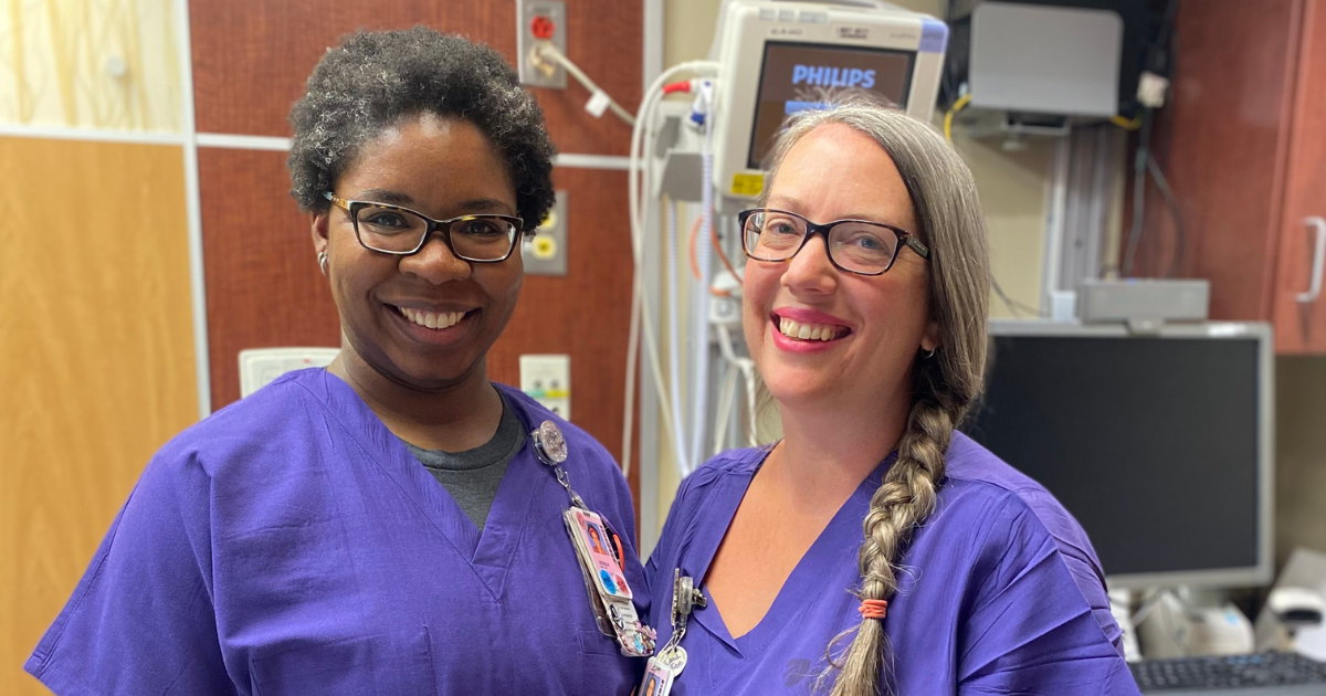 Labor and delivery nurses Jessica McGhee, RN, BSN (left) Kate Novotny, RN, BSN, RNC-OB (right)