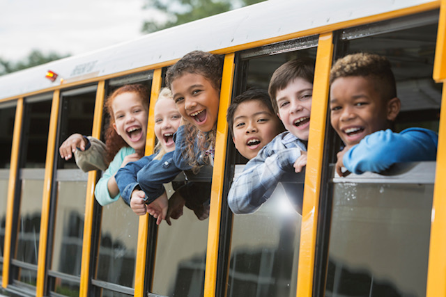Children on a school bus.