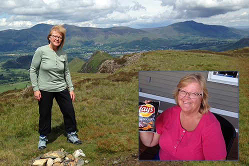 Molly at the top of Skiddaw Mountain, left, and before her weight loss on the right.