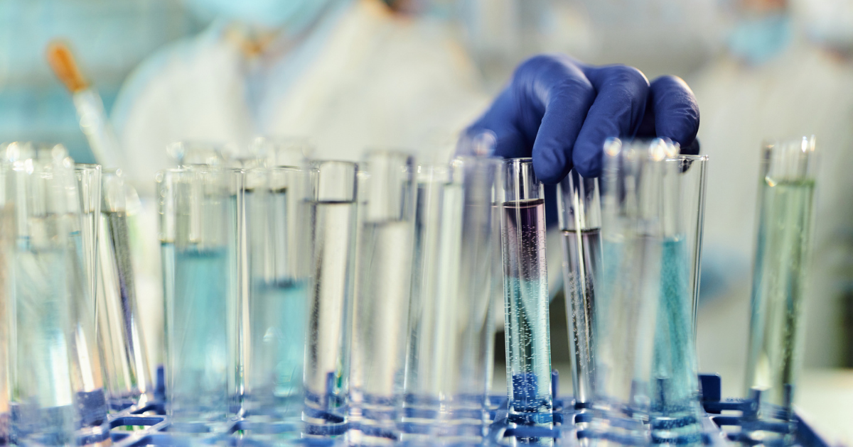 Close up of test tubes