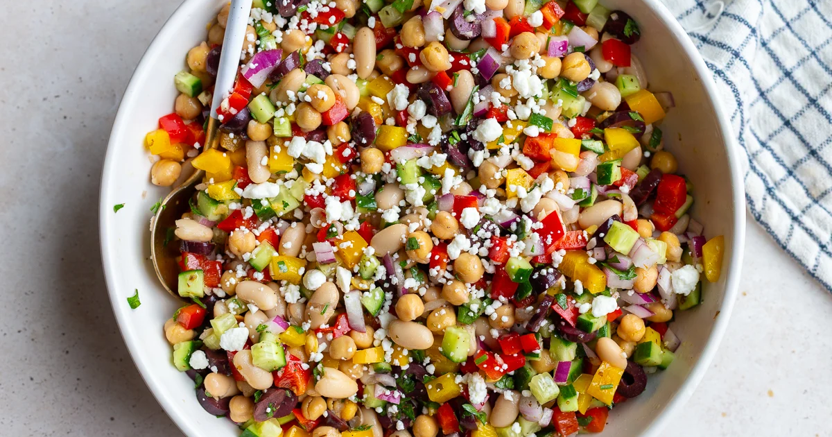 Bowl of dense bean salad