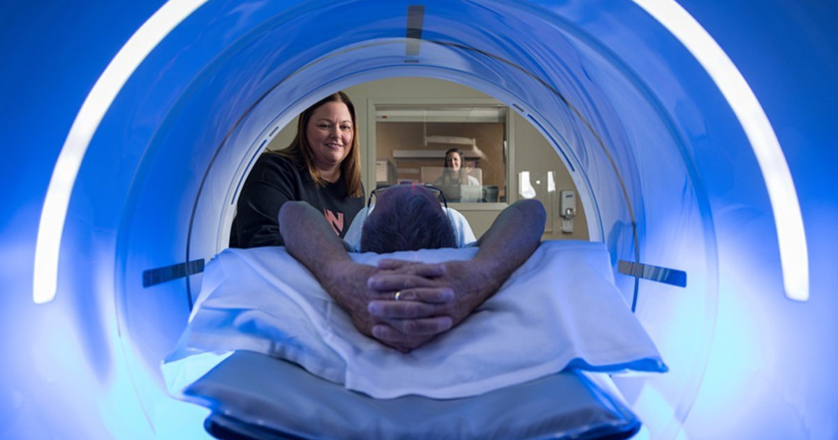 Man in a CT scanner