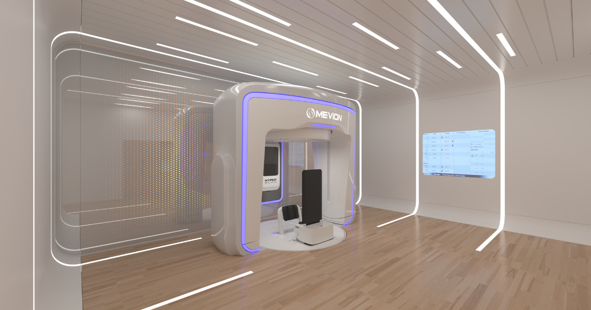 3d rendering of proton therapy machine