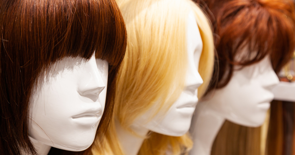 Wigs on mannequins
