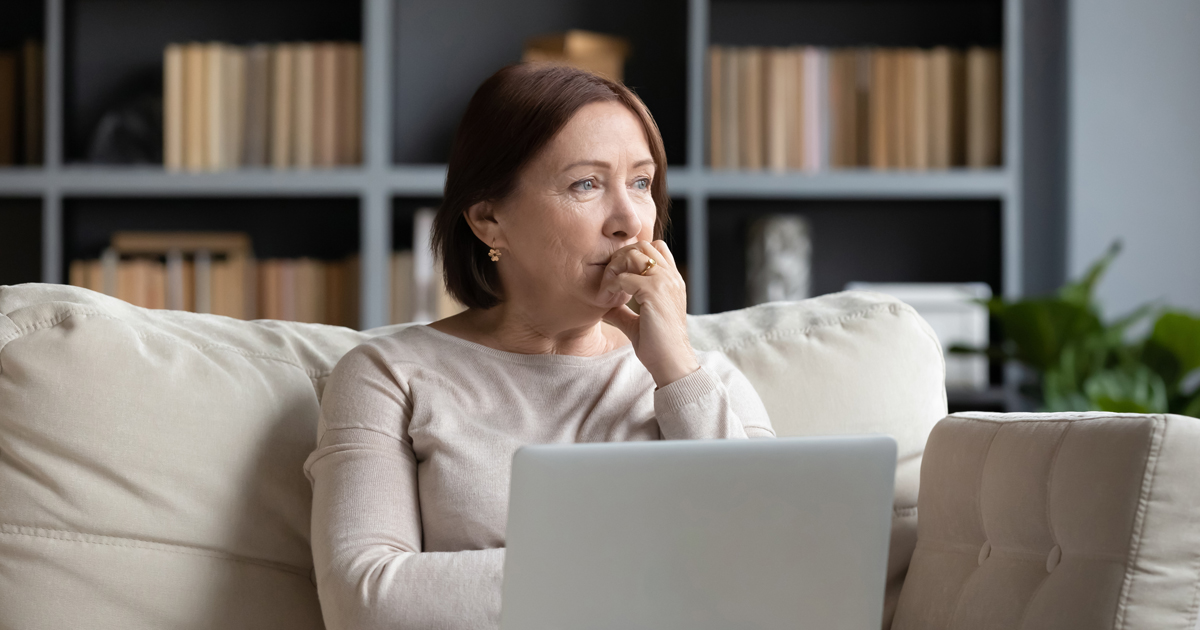 Woman Worried Laptop