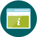 An icon of a green rectangle with an "i" for information symbol on it. 