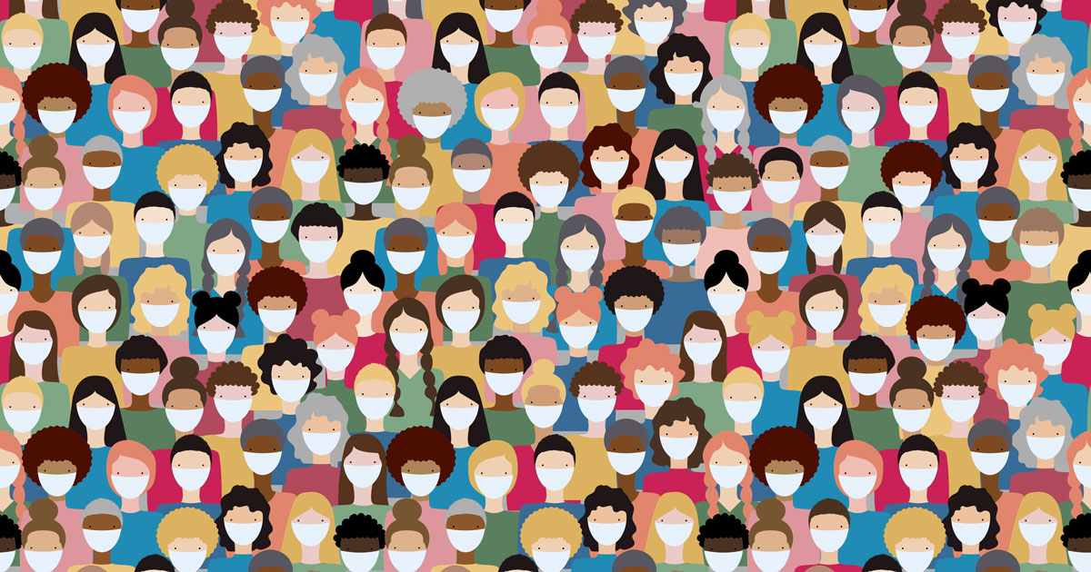 Graphic of people wearing masks