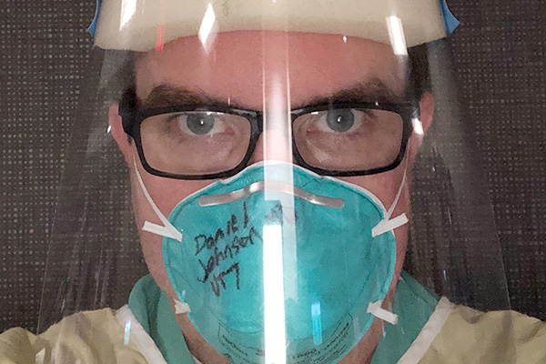 Daniel Johnson, MD, wearing his personal protective equipment. 