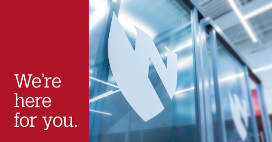 A sign that says, "We're here for you."