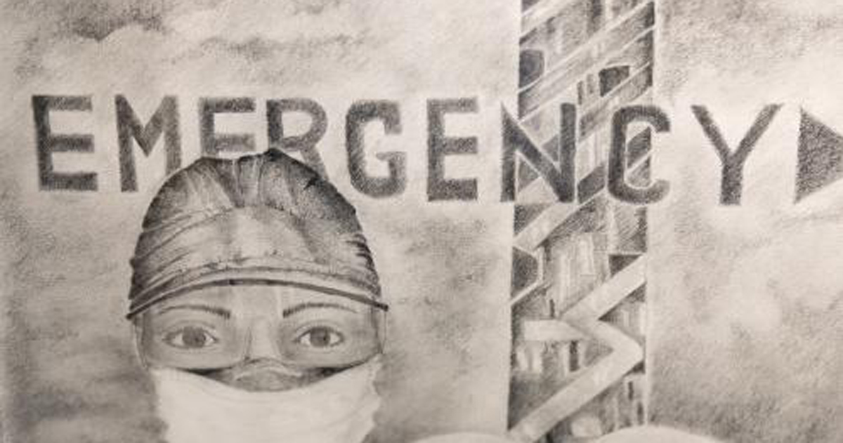 Pencil drawing of a nurse