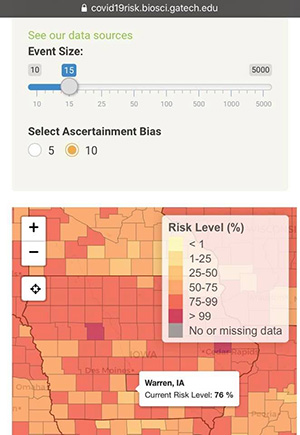 Risk levels in Warren County, Iowa. 