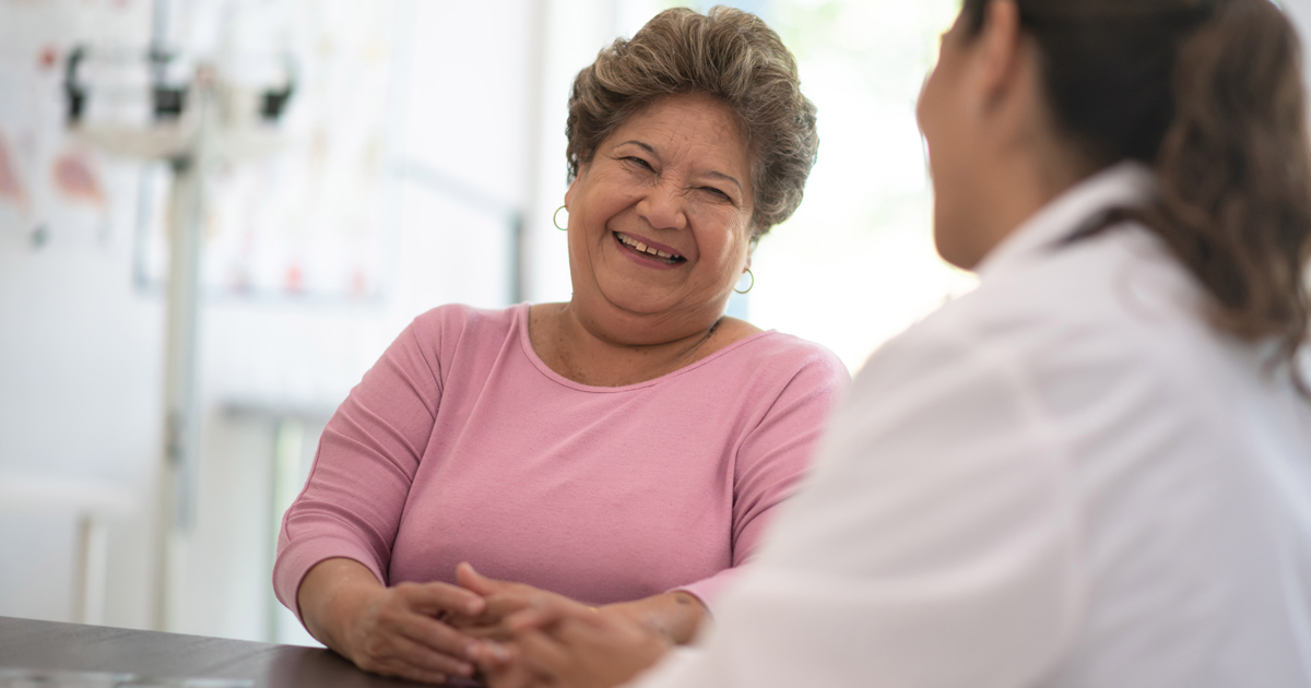 Woman talking to her doctor