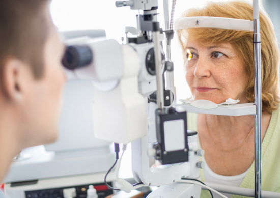 Older woman getting her eyes checked