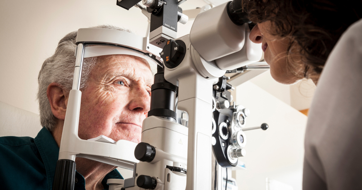 Older man getting his eyes checked