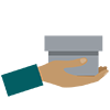 An illustrated hand holding up a gray box.