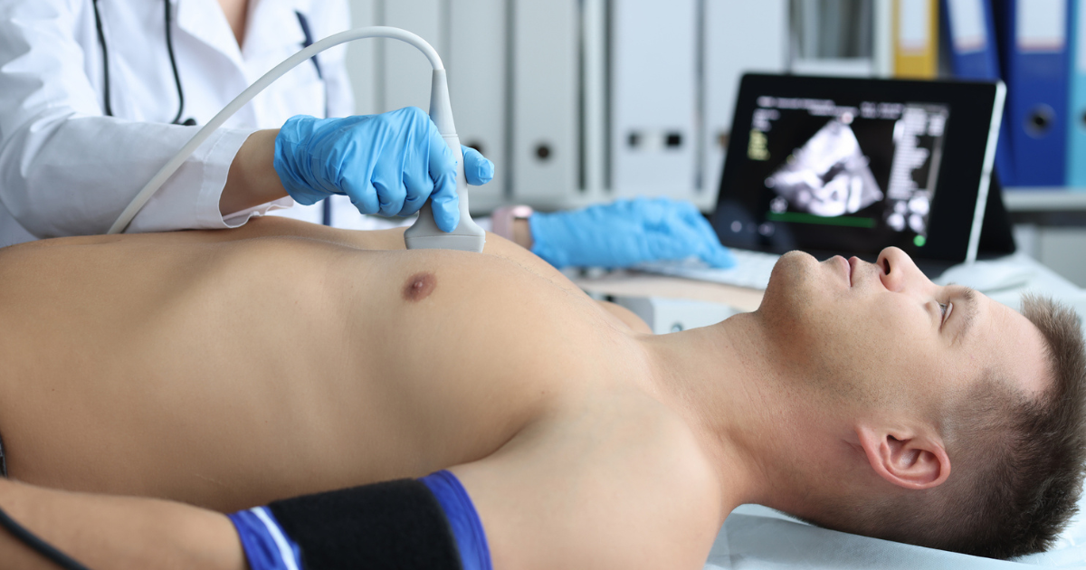 Man getting an ultrasound of his heart