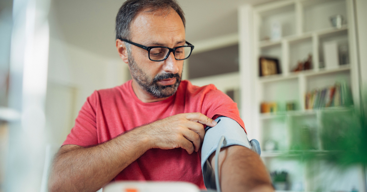 Man checking his blood pressure