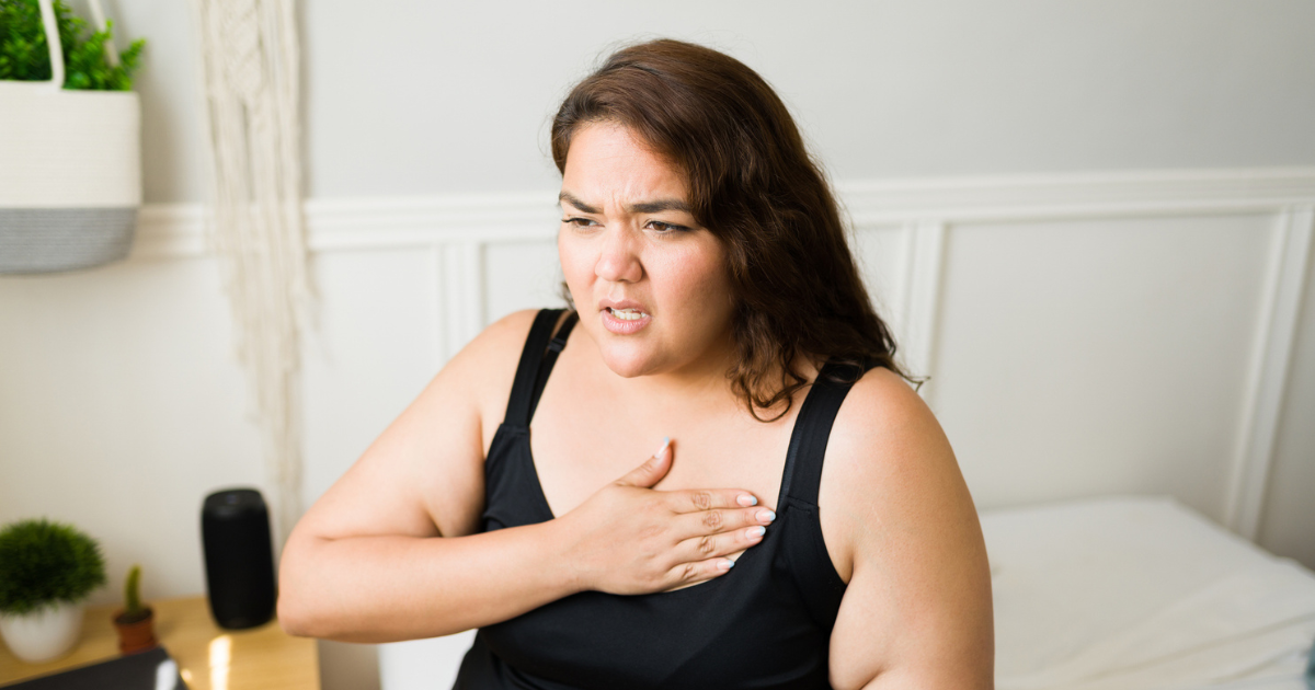 Woman with chest pain