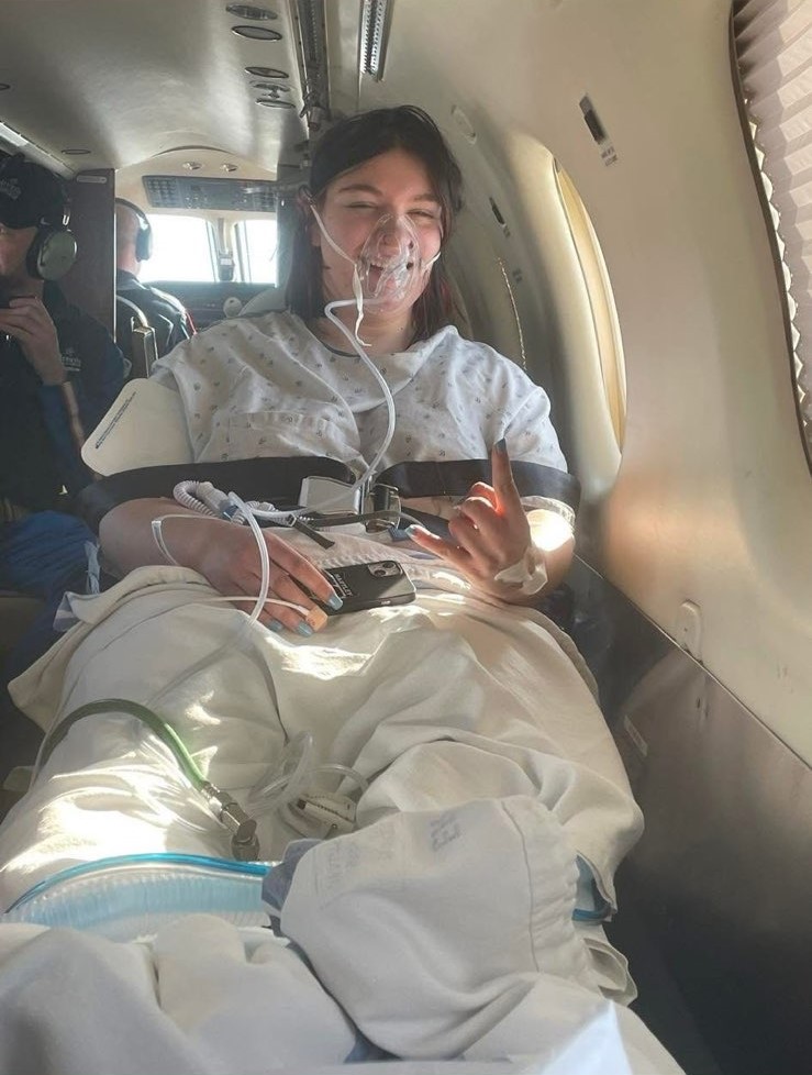 Raihanna Hartley on medical flight