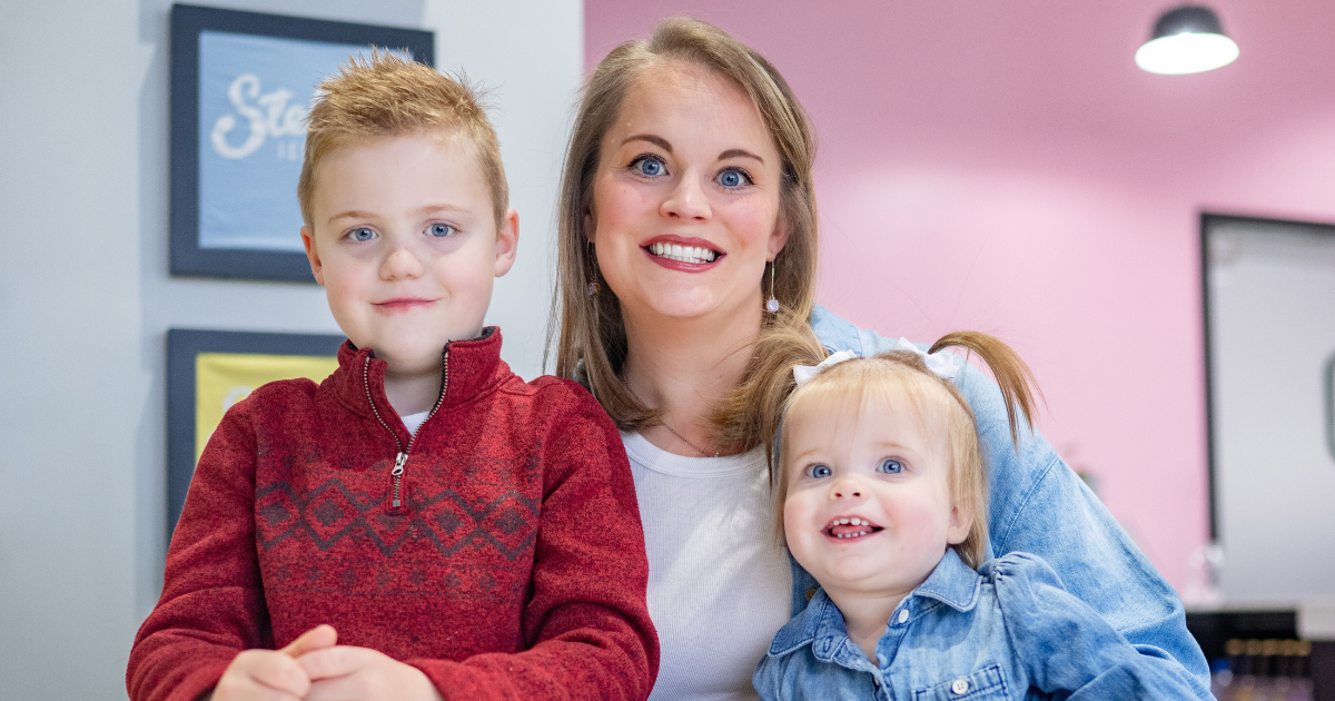 Kelsie Lathrop and her two children relaxing at Stella's Ice Cream in Elkhorn