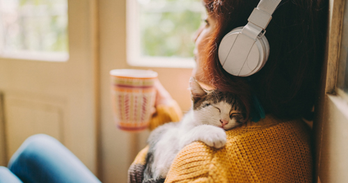 picture of a person listening to headphones