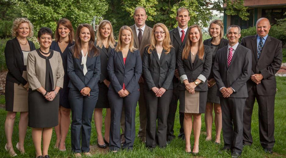 From Left to Right: Susie Liewer, Michele Simmons, Devon Greer, Megan Austion, Carolyn Pfeifer, Kim Karowski, Michael Samarin, Beth Gripentrog, Greg Peitz, Ashley Huddleston, Laura Gleason, Patrick Fuller, Michael Powell