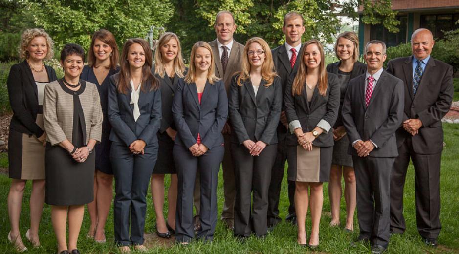 From Left to Right: Susie Liewer, Michele Simmons, Devon Greer, Megan Austion, Carolyn Pfeifer, Kim Karowski, Michael Samarin, Beth Gripentrog, Greg Peitz, Ashley Huddleston, Laura Gleason, Patrick Fuller, Michael Powell