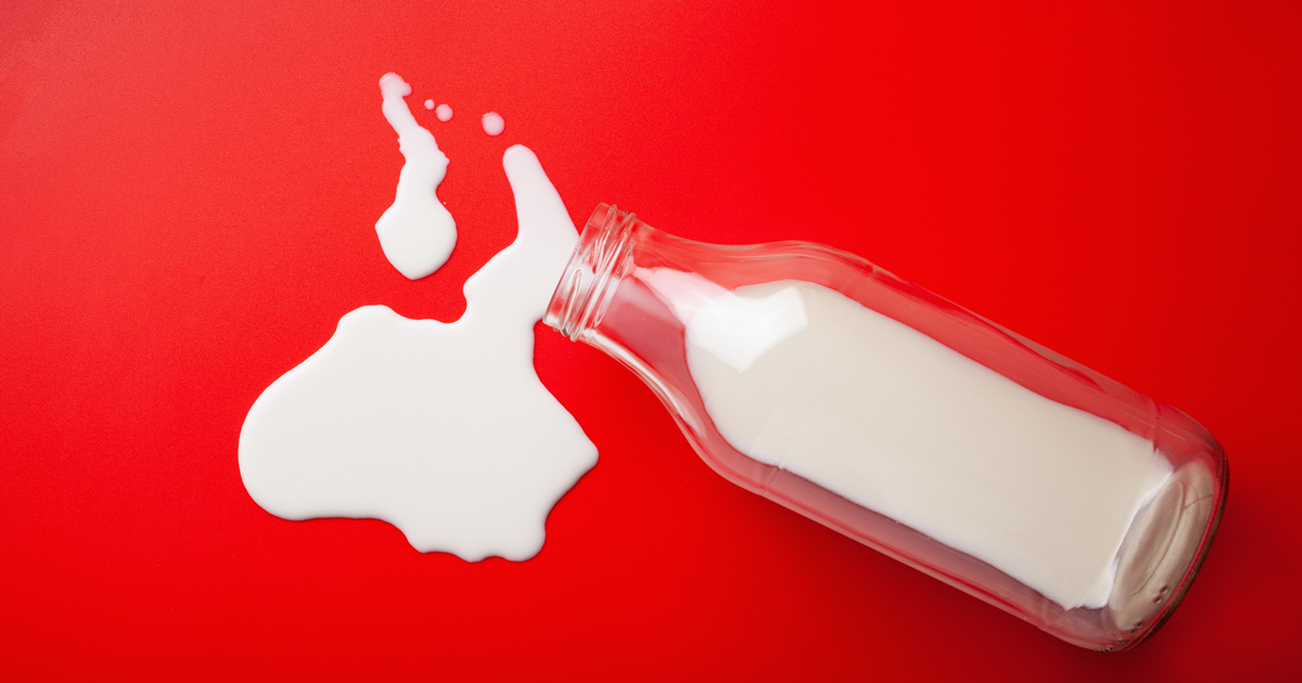 Spilled bottle of milk