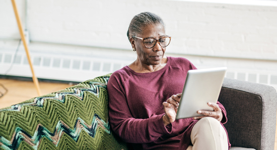 picture of a woman looking online