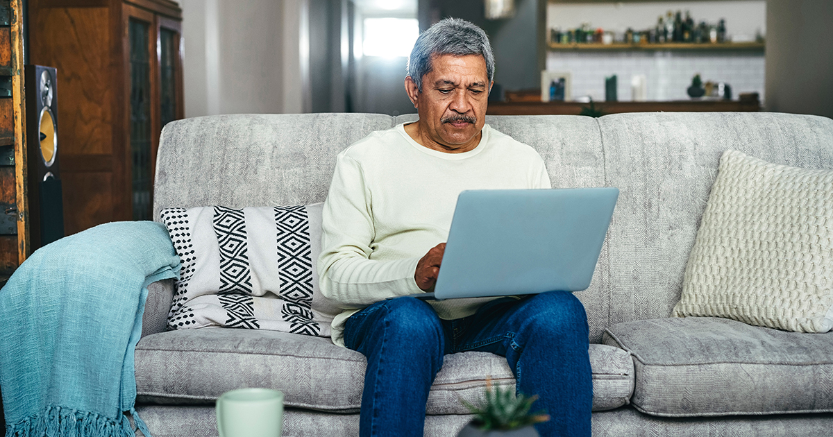 picture of a man looking online