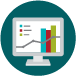 An illustrated computer screen with charts and graphs.