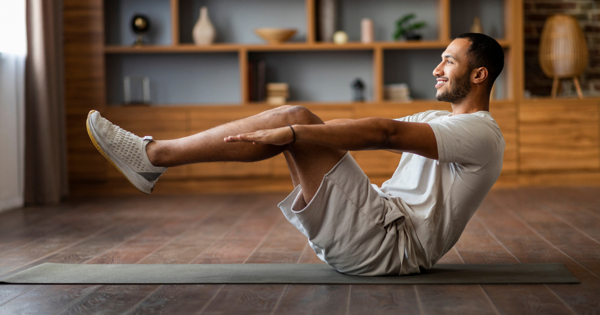 Man exercising at home