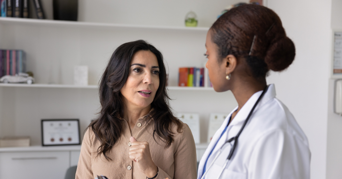Woman talking to her doctor
