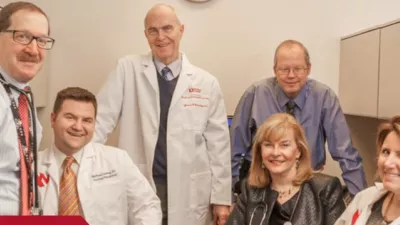 The Nebraska Medicine hematology and medical oncology lymphoma team pictured from left to right: Philip Bierman, MD, Matthew Lunning, DO, James Armitage, MD, Gregory Bociek, MD, Julie Vose, MD and Katherine Byar, APRN-NP  