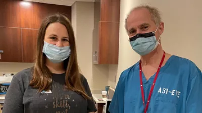 Bethany Marksmeier with eye surgeon Ron Krueger, MD.
