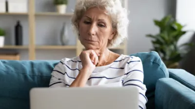 picture of a woman looking online