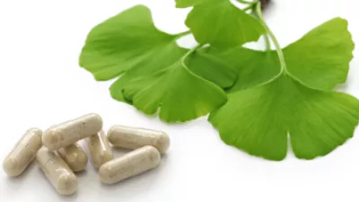 picture of ginkgo tree leaves and ginkgo biloba capsules