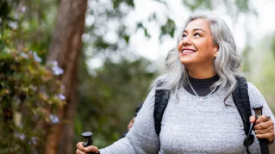 Woman hiking in the woods
