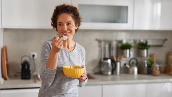 Woman eating oatmeal