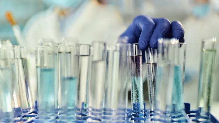 Close up of test tubes