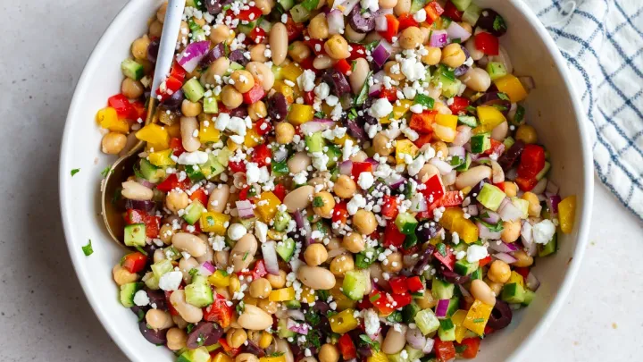 Bowl of dense bean salad
