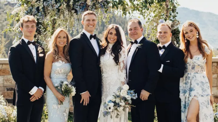 Stacie Greene, Michael and Colby Zeuli, Kenneth Greene and family celebrate after Michael and Colby's wedding