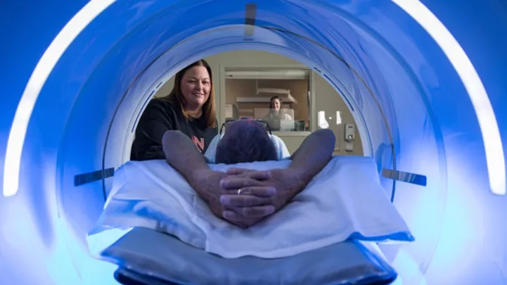 Man in a CT scanner