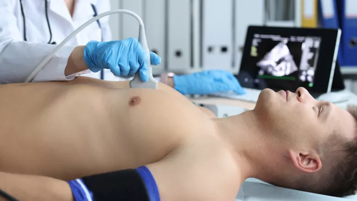 Man getting an ultrasound of his heart