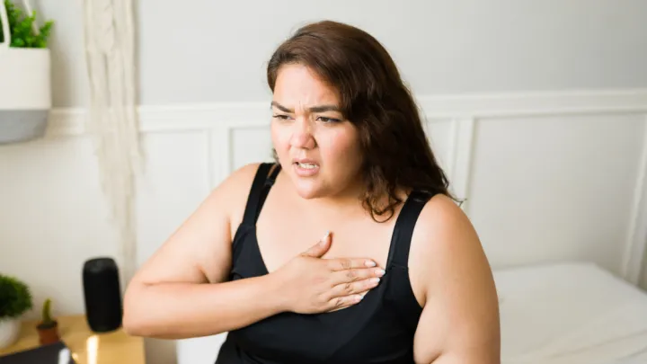 Woman with chest pain